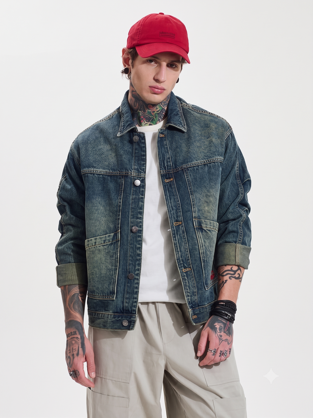 Dark Blue Full Sleeves Relaxed Casual Jacket for Men